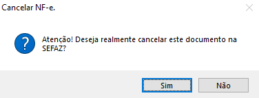 Janela onde se faz a descrição de cancelamento da nota